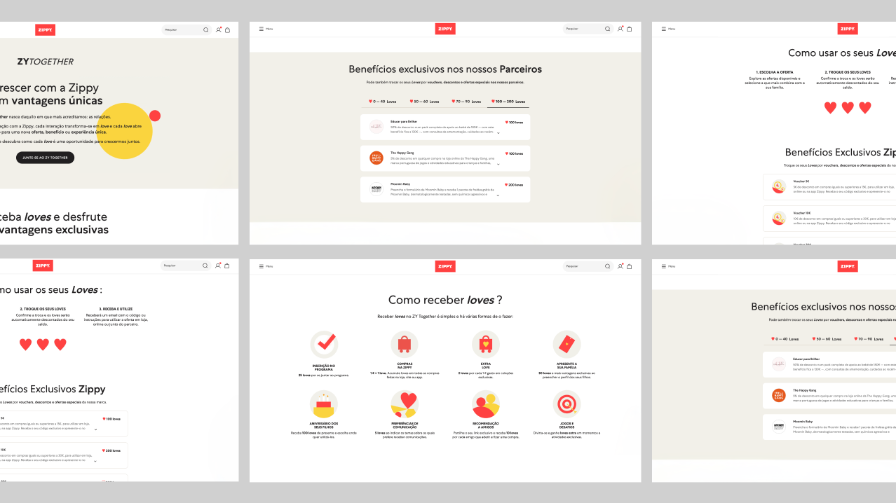 ZY Together loyalty program screens